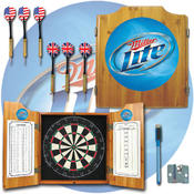 Miller Lite Dart Cabinet Includes Darts and Board