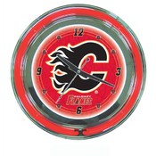 NHL Calgary Flames Neon Clock - 14 inch Diameter