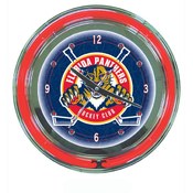 NHL Florida Panthers Neon Clock - 14 inch Diameter