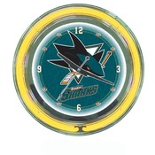 NHL San Jose Sharks Neon Clock - 14 inch Diameter