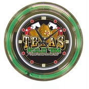 Texas Hold 'em Neon Clock - 14 inch Diameter