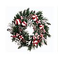 24" Iced Peppermint Twist Christmas Wreath With Berries - Unlit