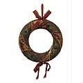 Exquisite 14" Deluxe Brown Peacock Sequin & Gem Feather Christmas Wreath #10556