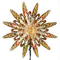 9" Pre-Lit Gold Glitter Starburst Christmas Tree Topper - Multi Lights