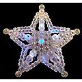 LED Color-Changing Lighted Beaded Star Christmas Tree Topper - Blue White Lights