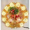 7" Lighted Gold Tinsel Wreath Christmas Tree Topper - Gold Lights