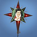 12.5" Lighted Red & Green Elvis Presley in Santa Suit Star Christmas Tree Topper