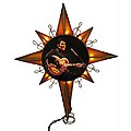 12" Lighted Elvis Presley Brown & Gold Star Christmas Tree Topper