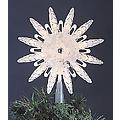 9" Lighted Silver Glitter Starburst Christmas Tree Topper - Clear Lights
