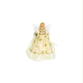 Ivory and Gold Angel with Poinsettia Christmas Tree Topper - Clear Lights