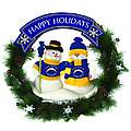 20" NFL San Diego Chargers Snowman Christmas Wreath with Berries & Pine Cones