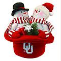 12" NCAA Oklahoma Sooners Snowmen Top Hat Table Christmas Decoration