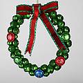 14.5" Diameter Modern Green Jingle Bell Hanging Christmas Wreath with Red Bow