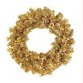 24" Pre-Lit Antique Gold Artificial Tinsel Christmas Wreath - Clear Lights