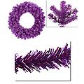 24" Pre-Lit Sparkling Wild Purple Artificial Christmas Wreath - Purple Lights