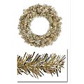 24" Pre-Lit Sparkling Champagne Tinsel Artificial Christmas Wreath -Clear Lights