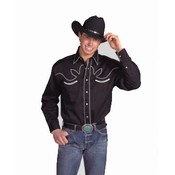 Retro Western Shirt - Black  4XL