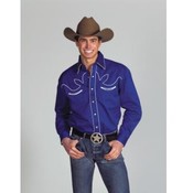 Retro Western Shirt - Royal Blue - 3XL