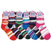 Stripe Crew Heavy Duty Fuzzy Socks(Case of 72)