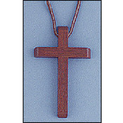 Wood Cross With Leather Thong