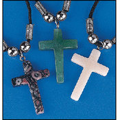 Semi-Precious Stone Cross Neck