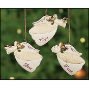 Faith, Hope &amp; Love Angel Ornaments