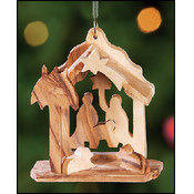 Olive Wood Nativity Ornament