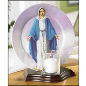 Our Lady of Grace Plate Stand with Votive Holder