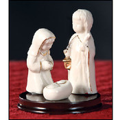Three Piece Nativity with Wood Base
