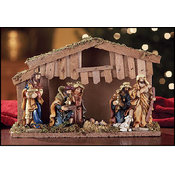 Seven Piece Nativity Set with Stable