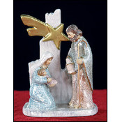 Crackle Finish Holy Family with Star Stand