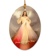Divine Mercy Oval Porcelain Christmas Ornament