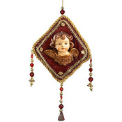 Cherub Pillow Burgundy/Gold Christmas Ornament