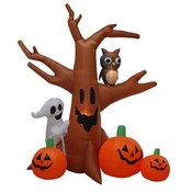 BZB Goods Eight Foot Halloween Inflatable Ghost Tree + Owl + Pumpkins
