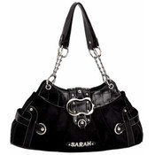 Black Jacquard Handbag w/Croco Trim