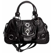 Large Black Purse with Croco Trim