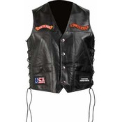 Genuine Leather Motorcycle Vest - Laced Sides