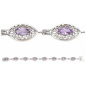 925 Sterling Silver Bracelet w/8 Amethyst Stones