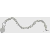 Sterling Silver Braided Bracelet w/Dangling Heart