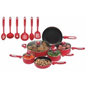 16pc Red Aluminum Cookware Set