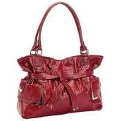 Red Faux Leather Purse w/ Leopard Print Lining