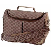 Brown Checkered Tapestry Vanity Bag