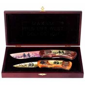 2pc Wild West Lockback Knife Set