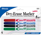 BAZIC Asst. Color Fine Tip Dry-Erase Marker