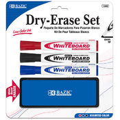 BAZIC 3 Asst. Color Bullet Tip Dry Erase Marker