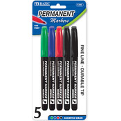 BAZIC Fine Tip Permanent Markers w/ Pocket Clip