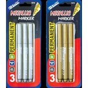 BAZIC Silver / Gold Fine Point Metallic Markers