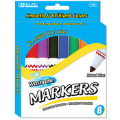 BAZIC 8 Color Jumbo Premium Washable Markers