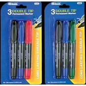 BAZIC Asst. Color Double-Tip Permanent Marker