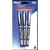 BAZIC Royal Black Rollerball Pen (3/Pack)